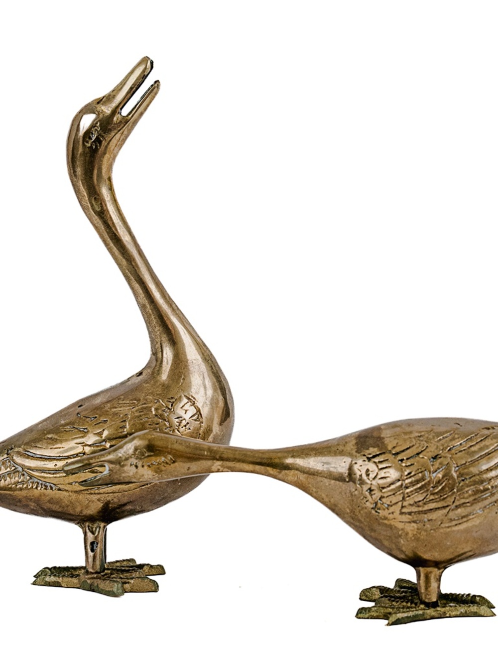 Vintage Mid-Century Modern Solid Brass Geese